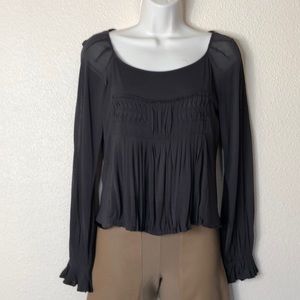 Yes Saint Laurent Brown Pleated Long Sleeve Top